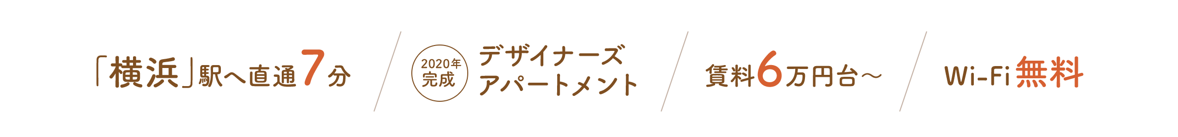 「横浜」駅へ直通7分 2020年完成デザイナーズ アパートメント 賃料6万円台〜　Wi-Fi無料
